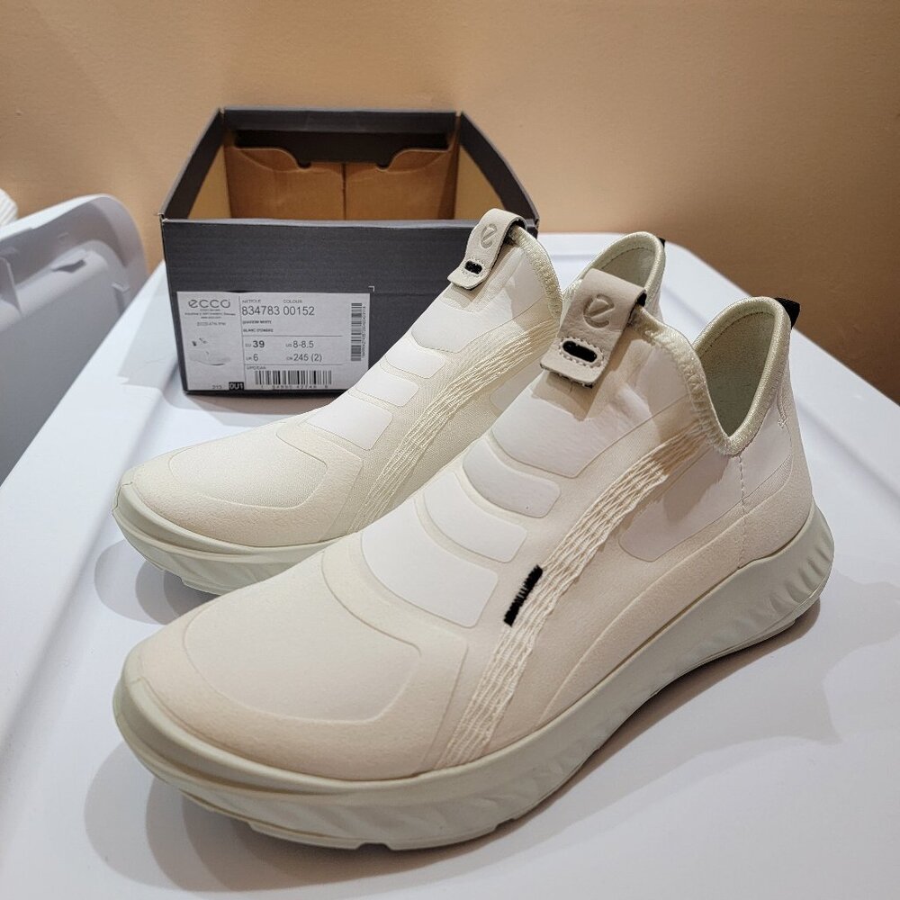 ECCO ATH-1FW Alpha Slip-On Sneaker, SHADOW WHITE TEXTILE, Size 8-8.5US /39EU,NIB
